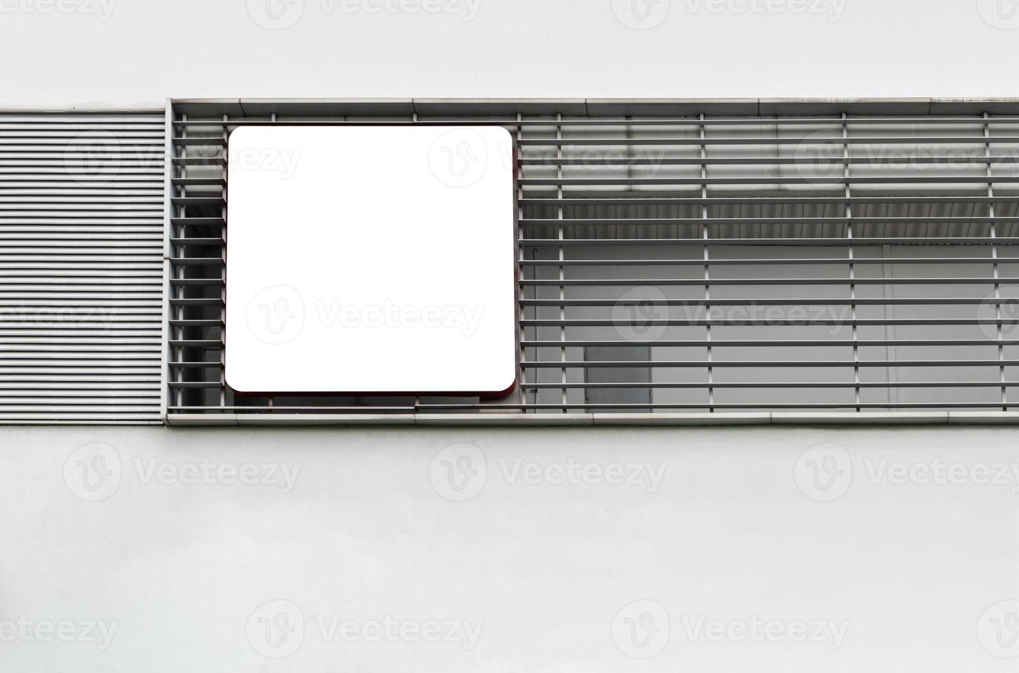 Outdoor sign billboard to building with white background mock up. clipping path photo