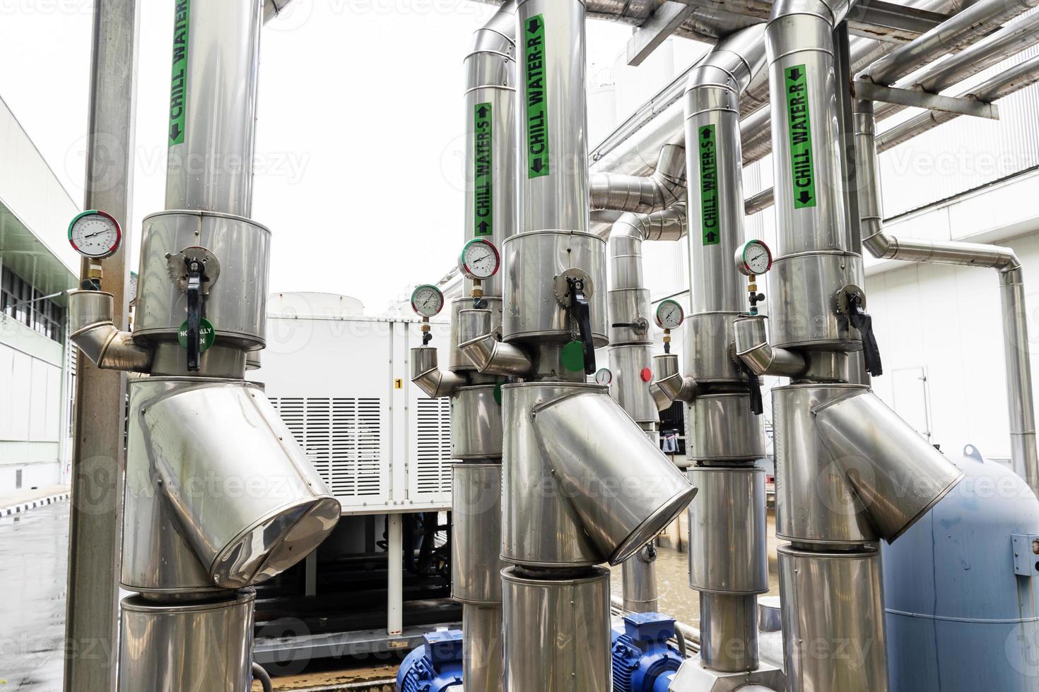 Pipeline system to deliver cold water into the production process. photo