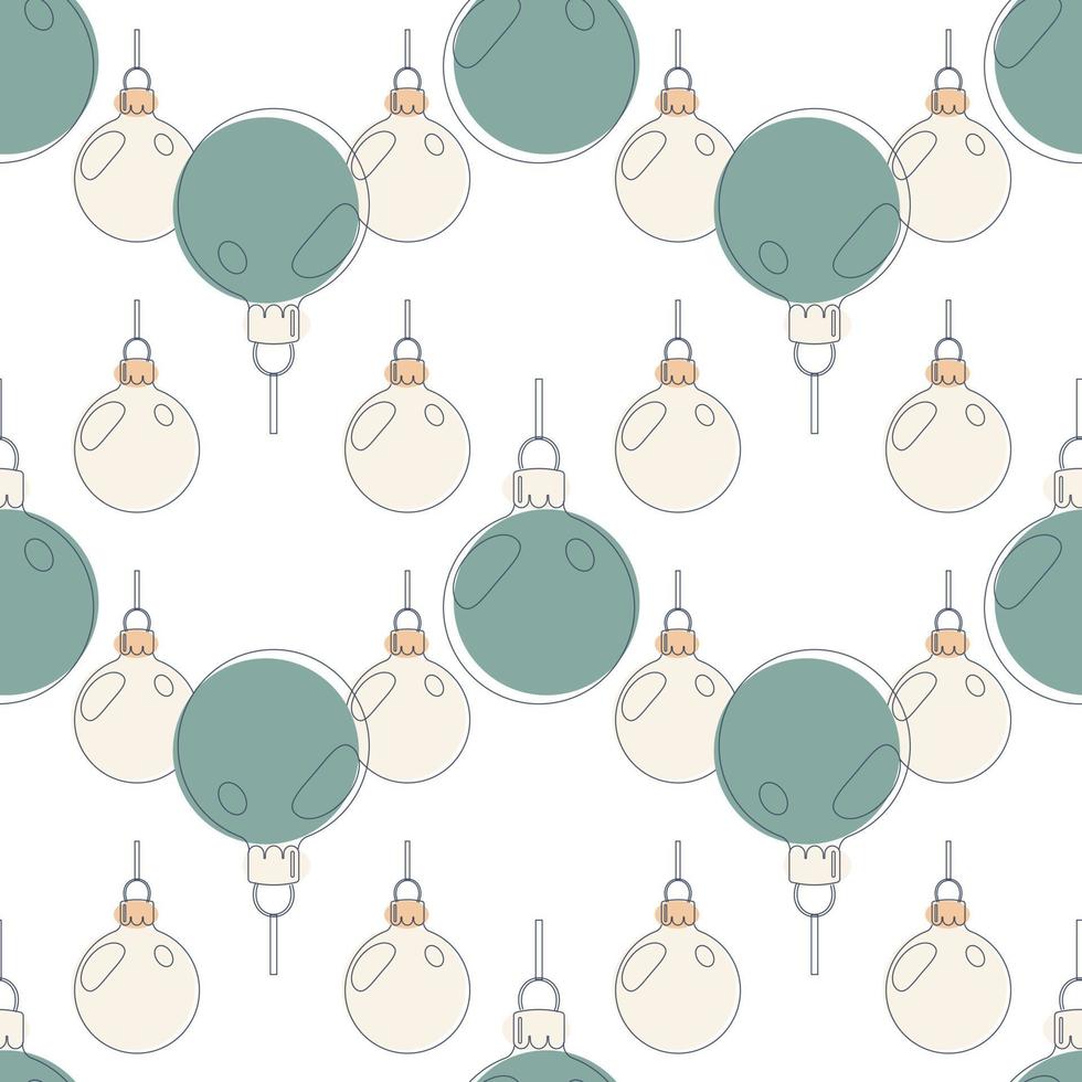 pattern of colored small pink and large blue Christmas balls in line art style for gift wrapping, wrapping paper vector