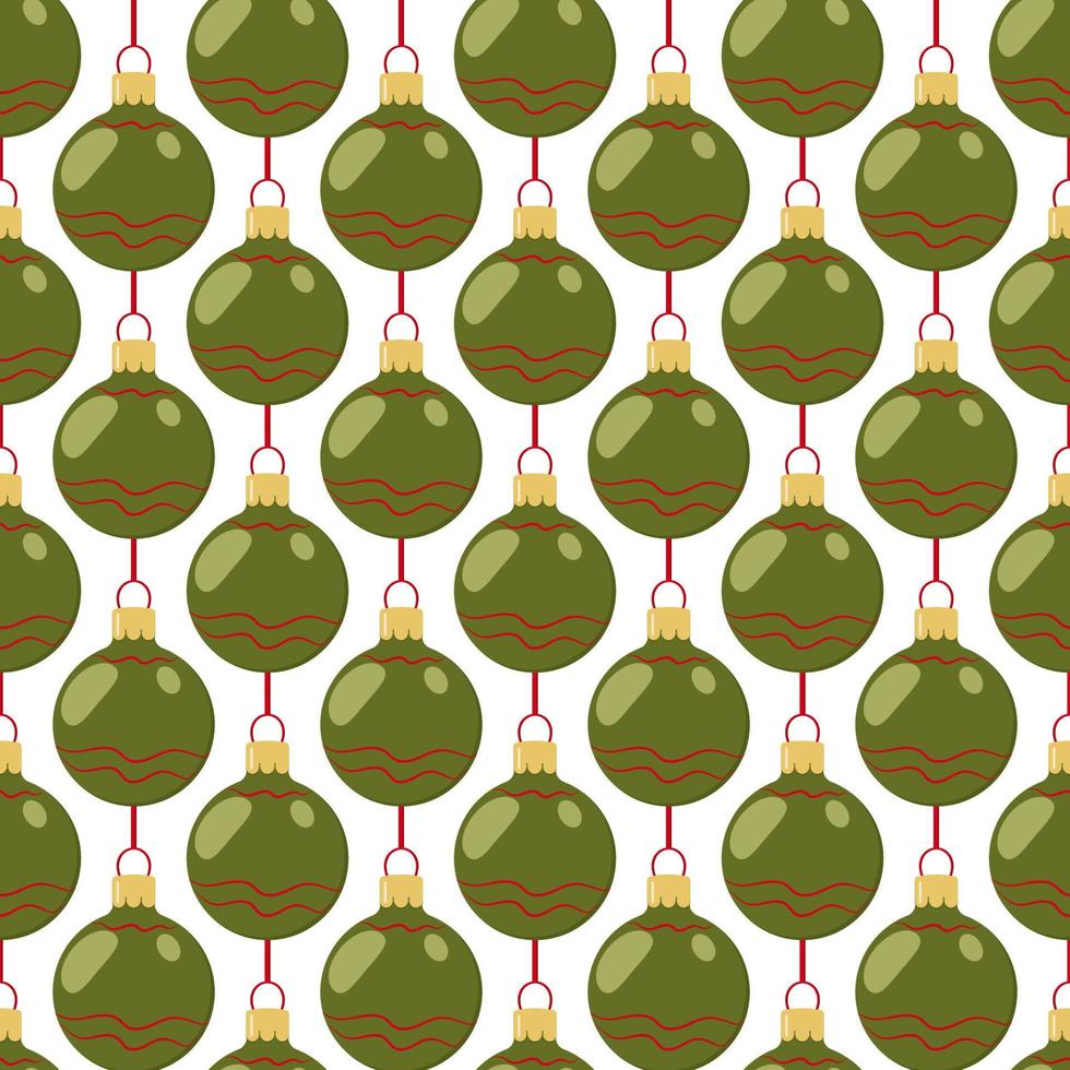 pattern of green and red Christmas colored balls with ribbon for festive packaging vector