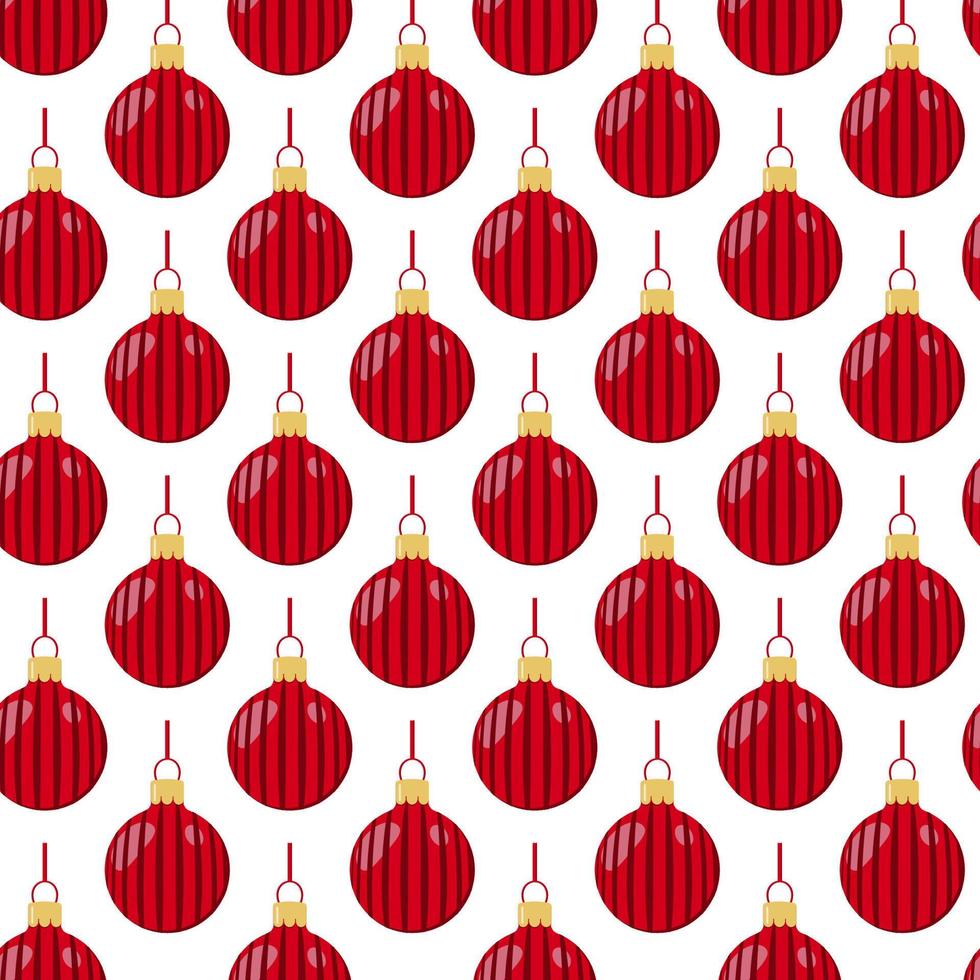 patrón de globos de colores navideños a rayas rojas con cinta para embalaje festivo vector