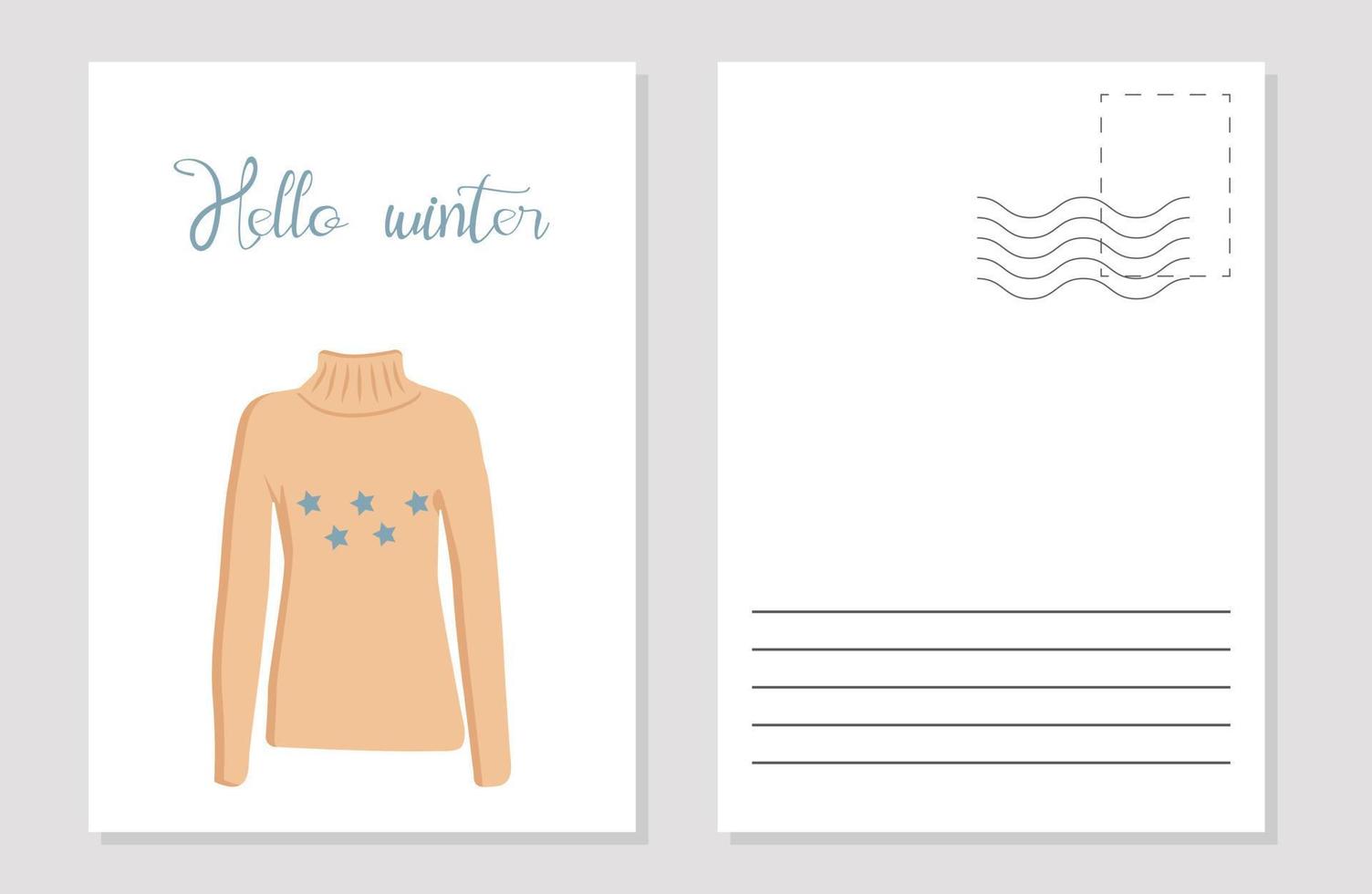 the layout of a greeting card with a warm pink sweater vector