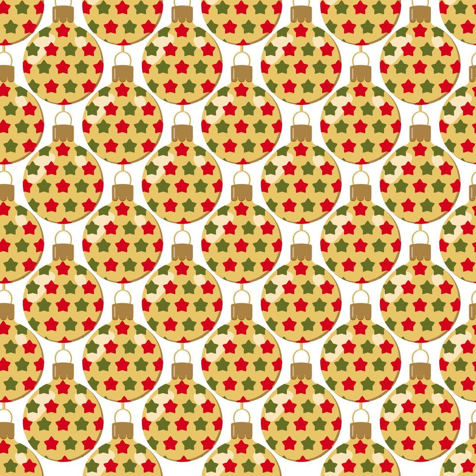 pattern of gold with stars of Christmas colored balls with ribbon for festive packaging vector