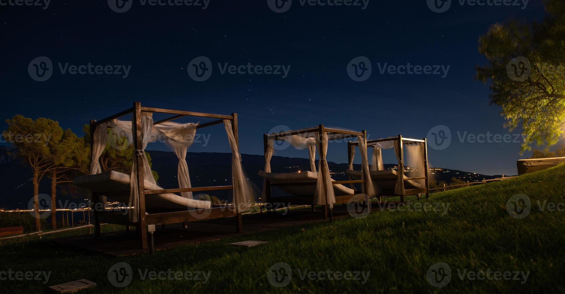 Sun loungers in the evening photo