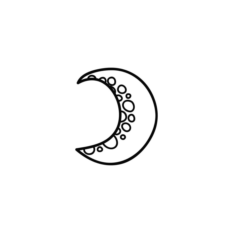 Doodle outline moon icon. vector