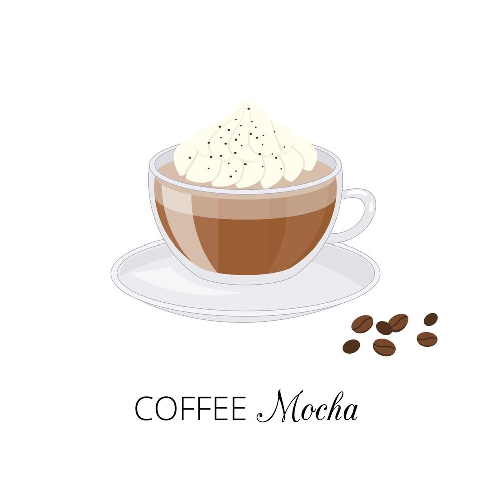 Cartoon coffee mocha. vector