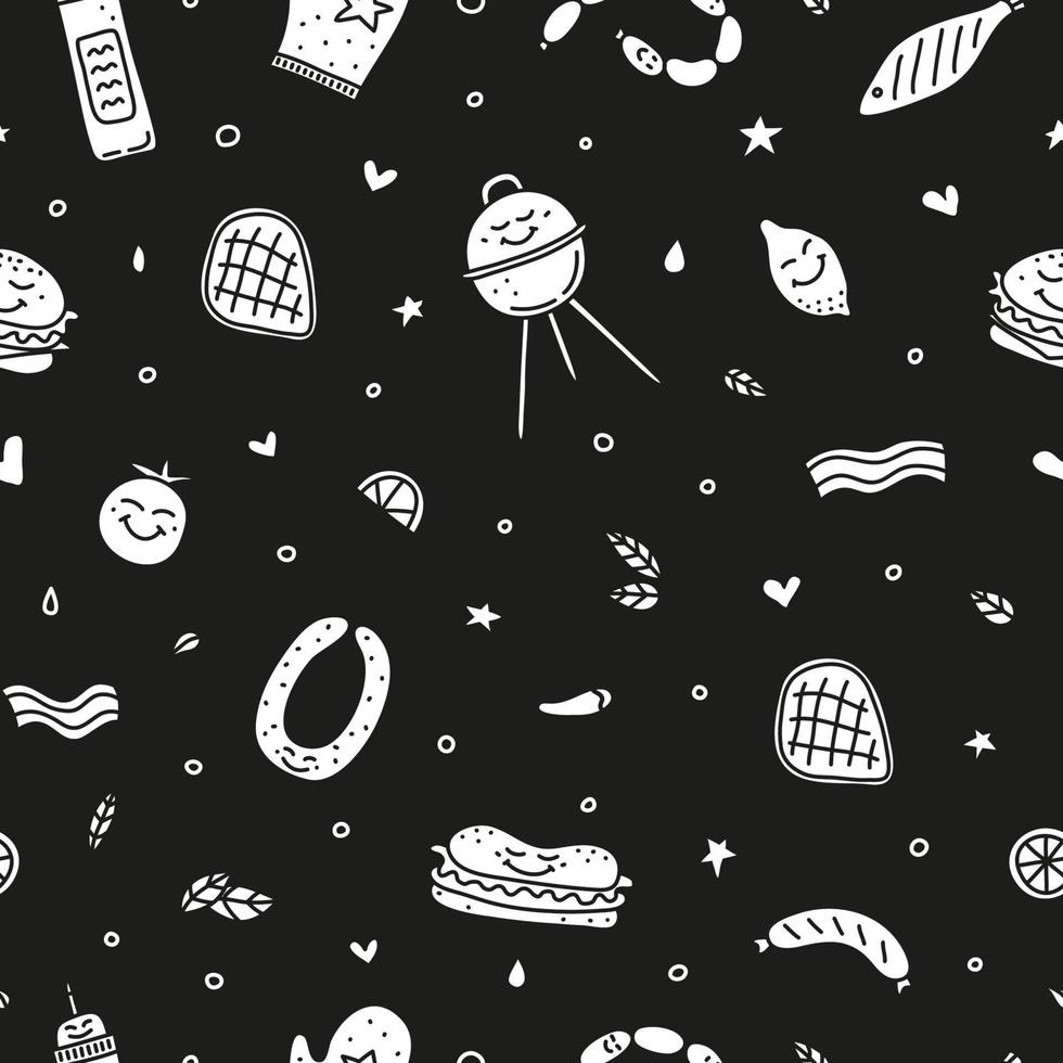 Seamless pattern with barbecue, picnic icons. vector