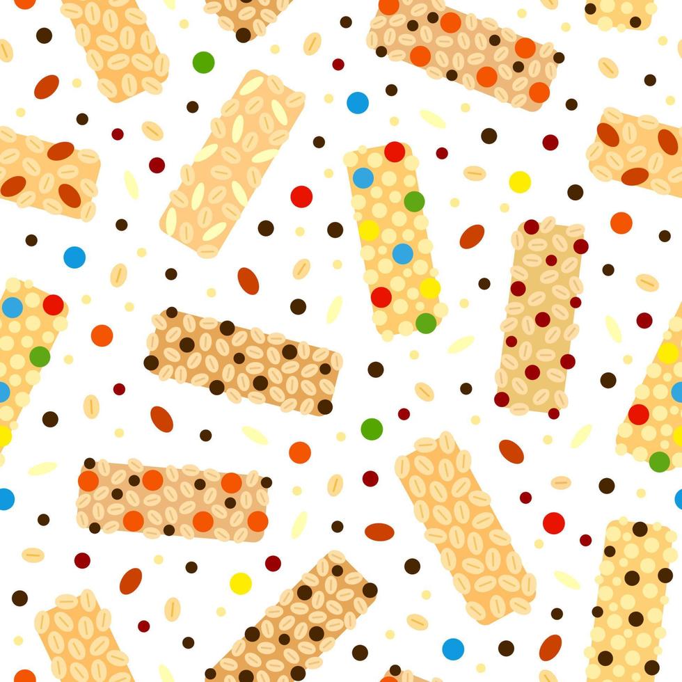 Seamless pattern with granola bars. vector