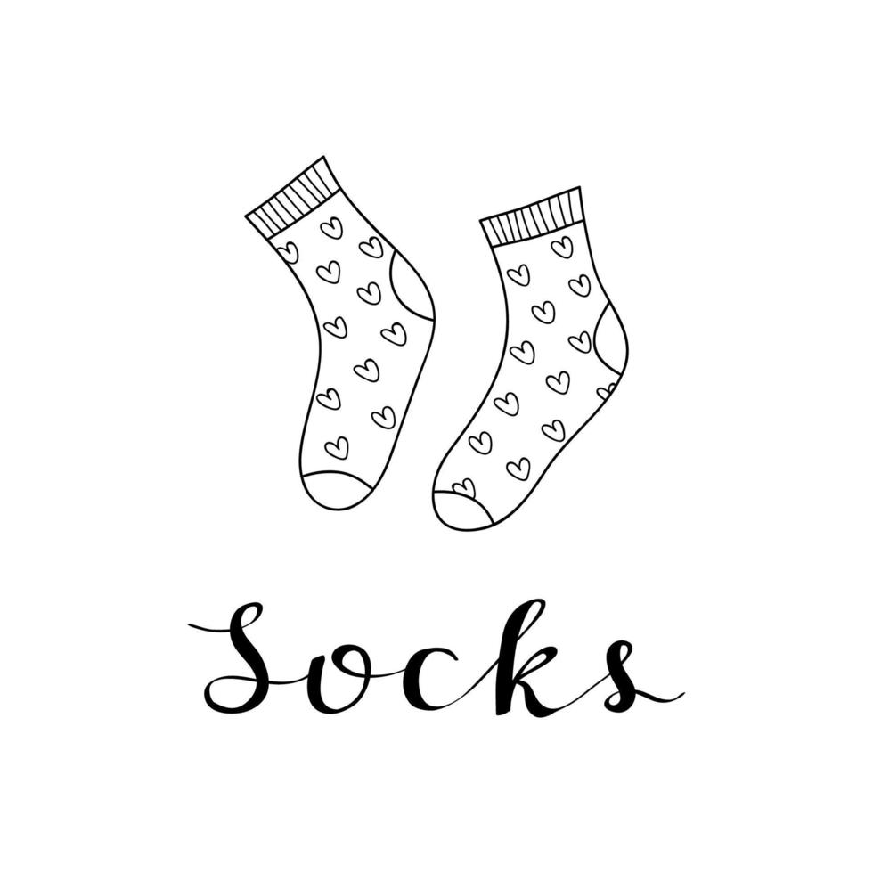 Cute socks with lettering. vector