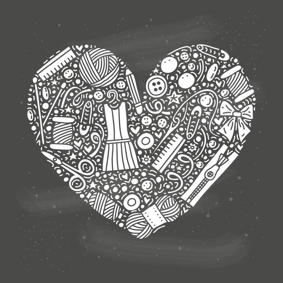 Hand made doodles in heart shape. vector