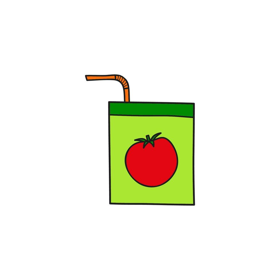 Doodle colored tomato juice. vector