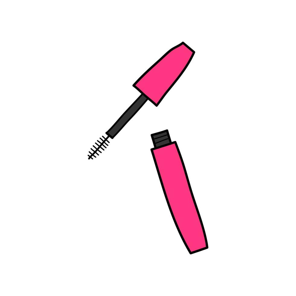 Doodle opened tube of mascara. vector