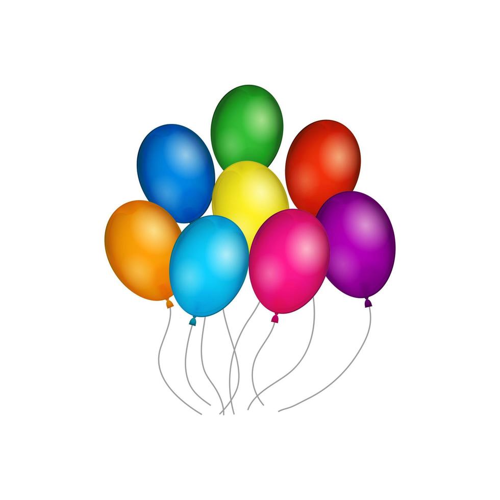 Group of colorful helium balloons. vector