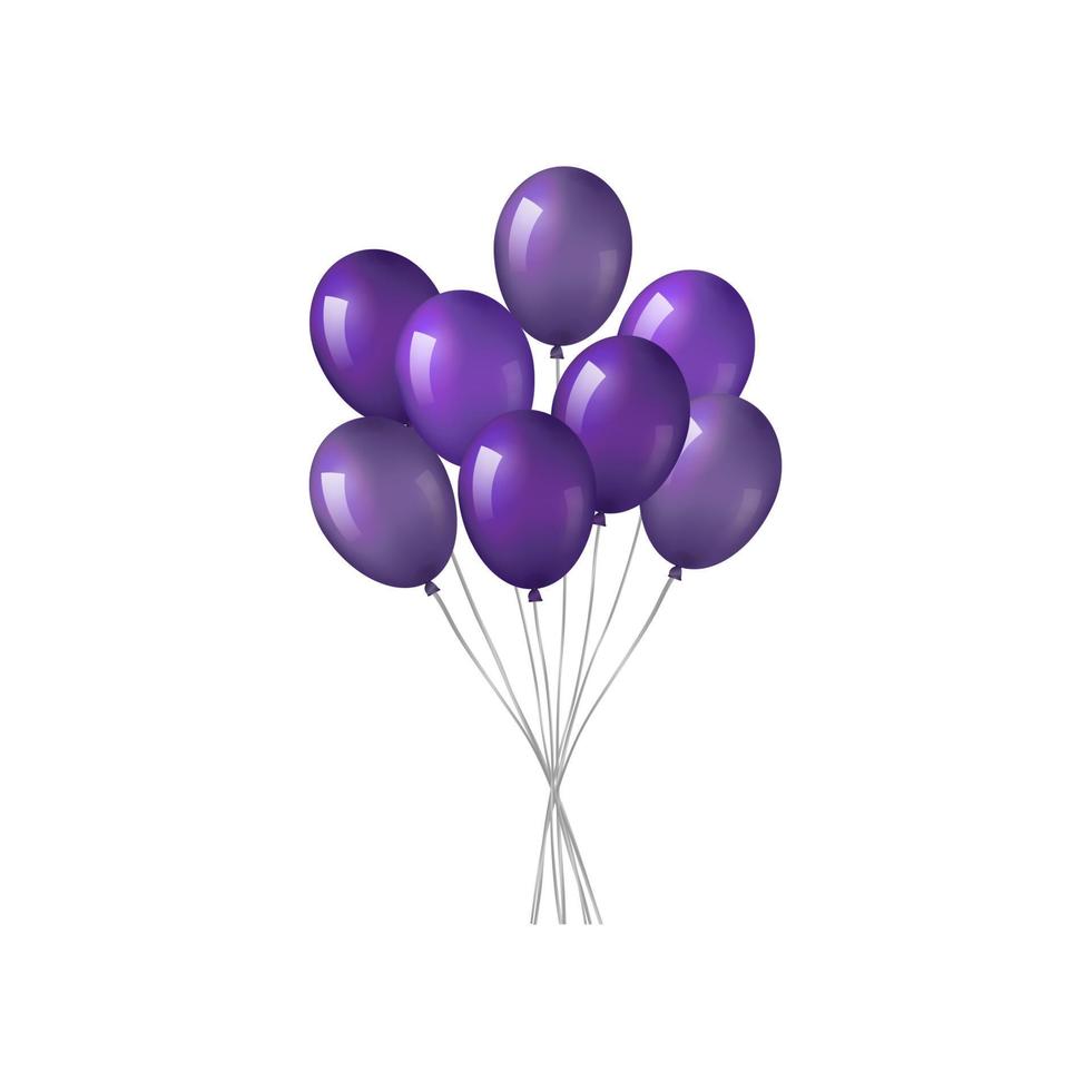 manojo de globos violetas. vector