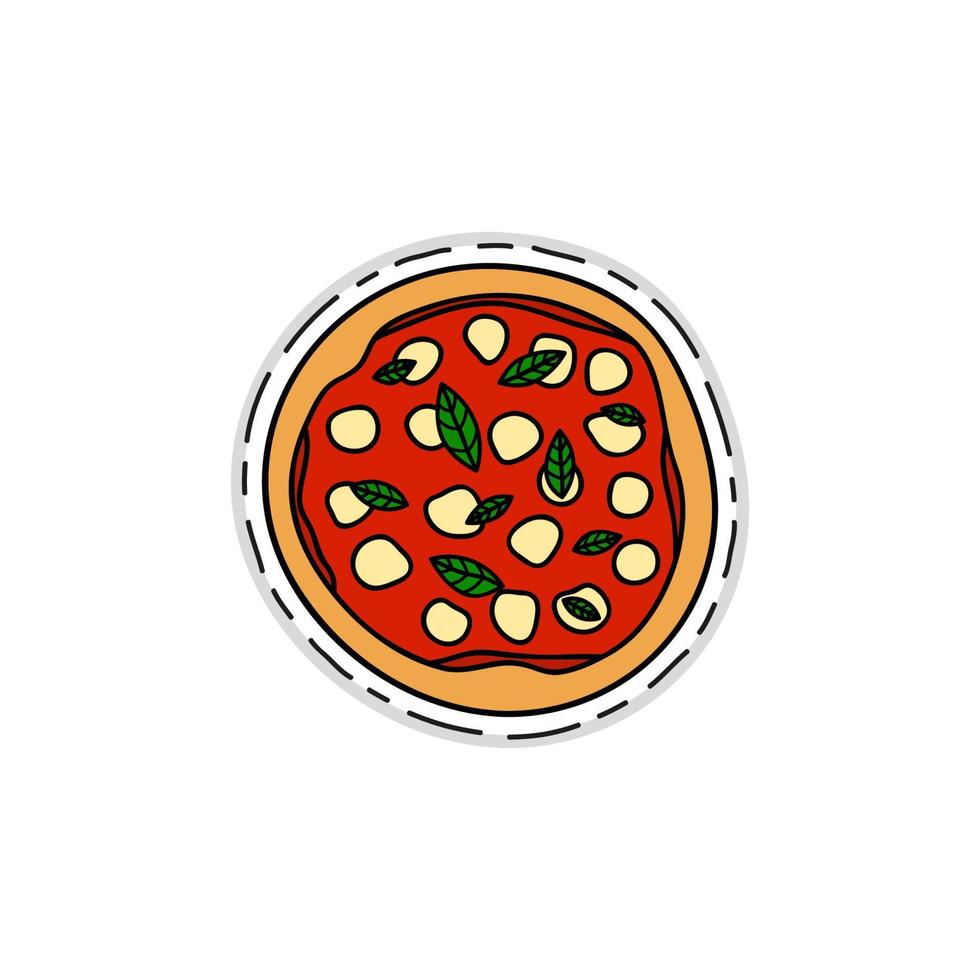 Sticker of pizza. vector