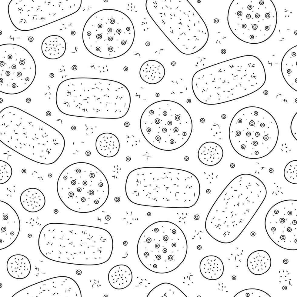 Seamless pattern with ciabatta, focaccia, buns. vector