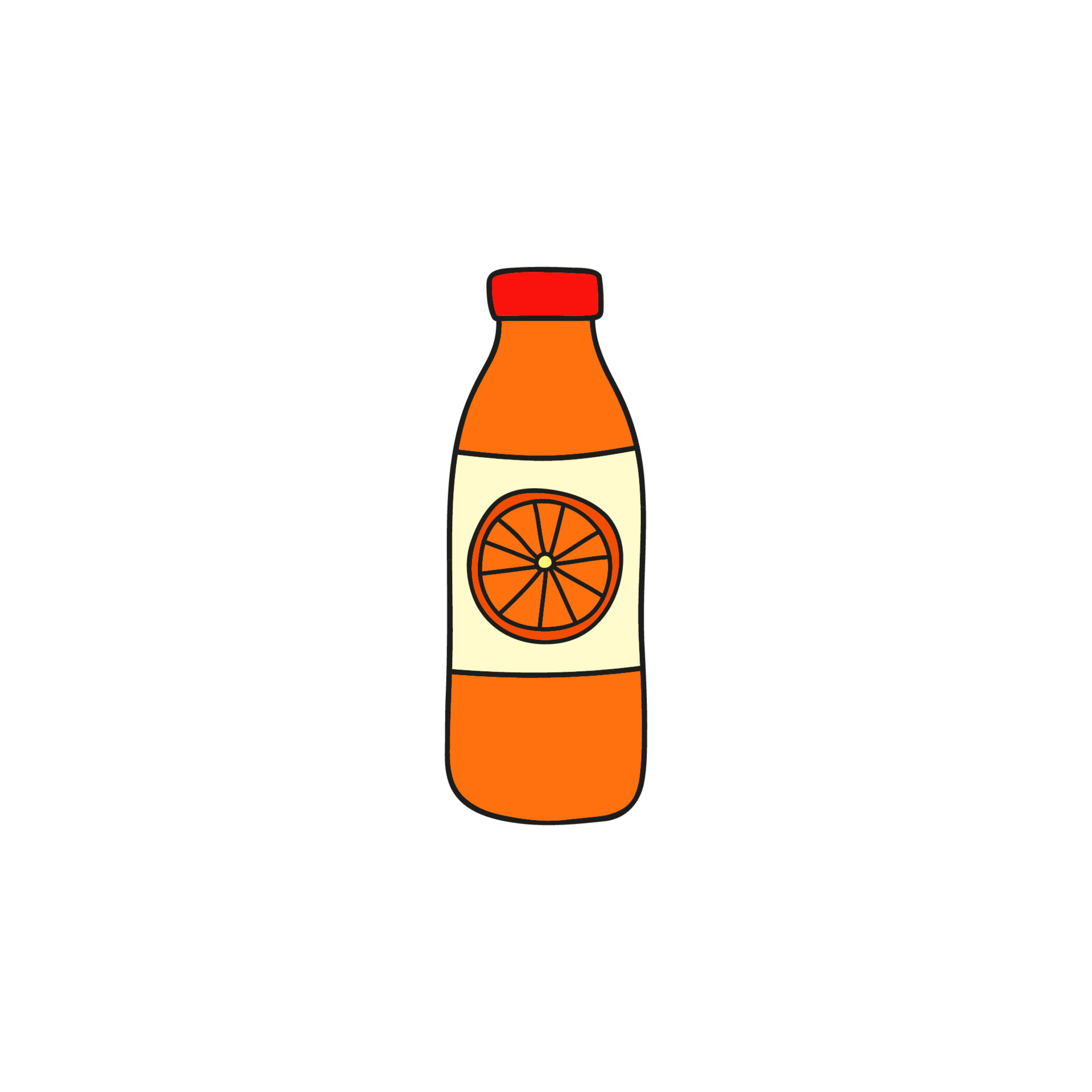 Doodle colored orange juice in bottle. 14325274 Vector Art at Vecteezy