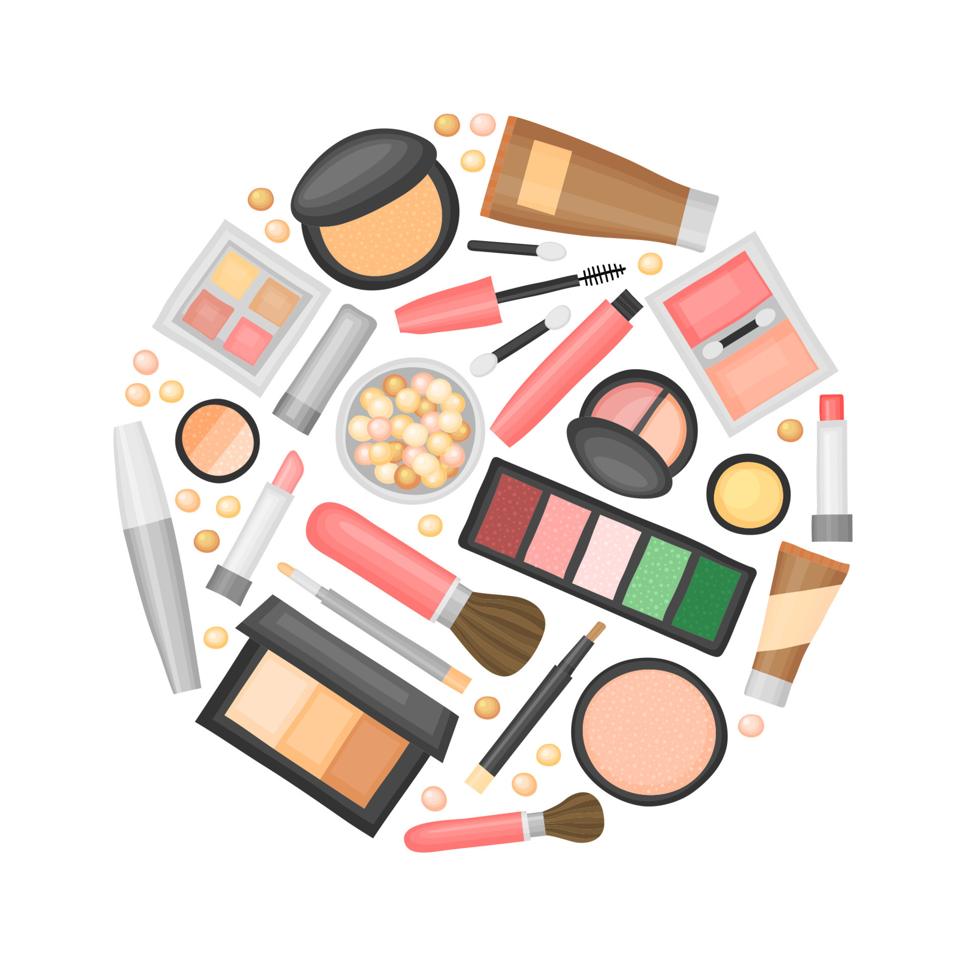 productos de maquillaje de dibujos animados en círculo. 14325278 Vector