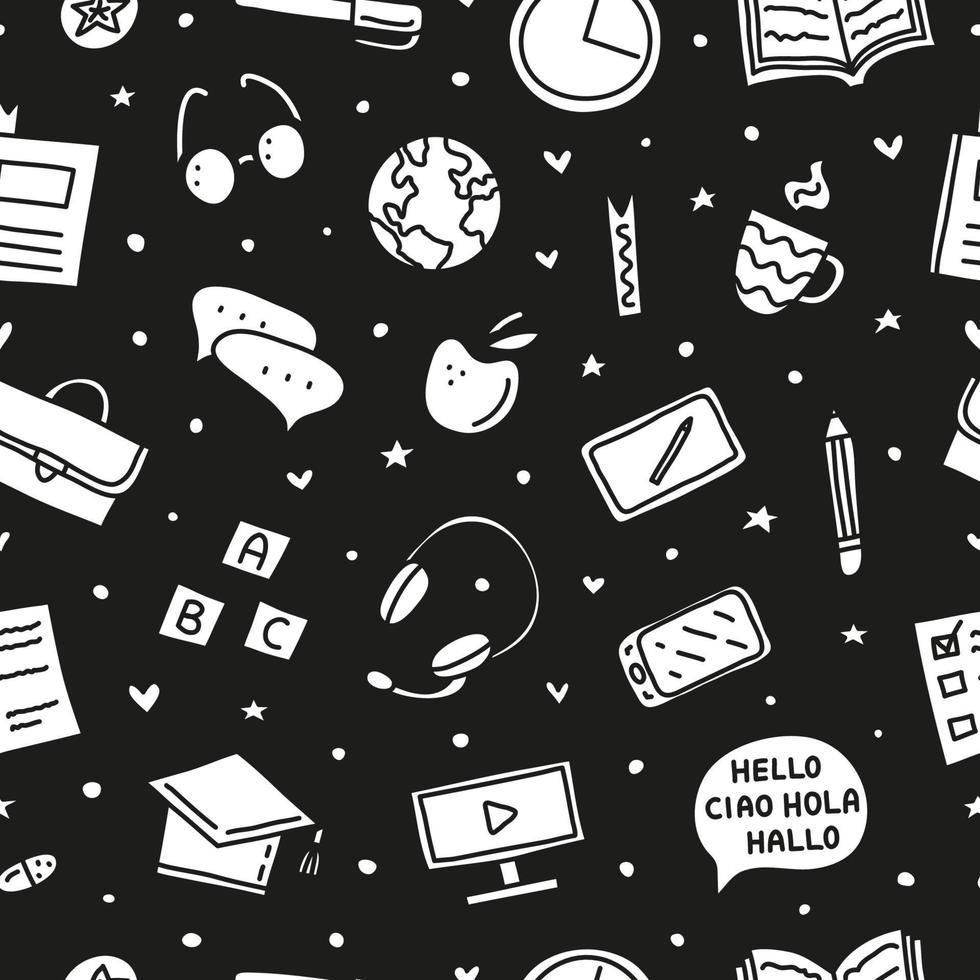 Seamless pattern with language courses icons. vector
