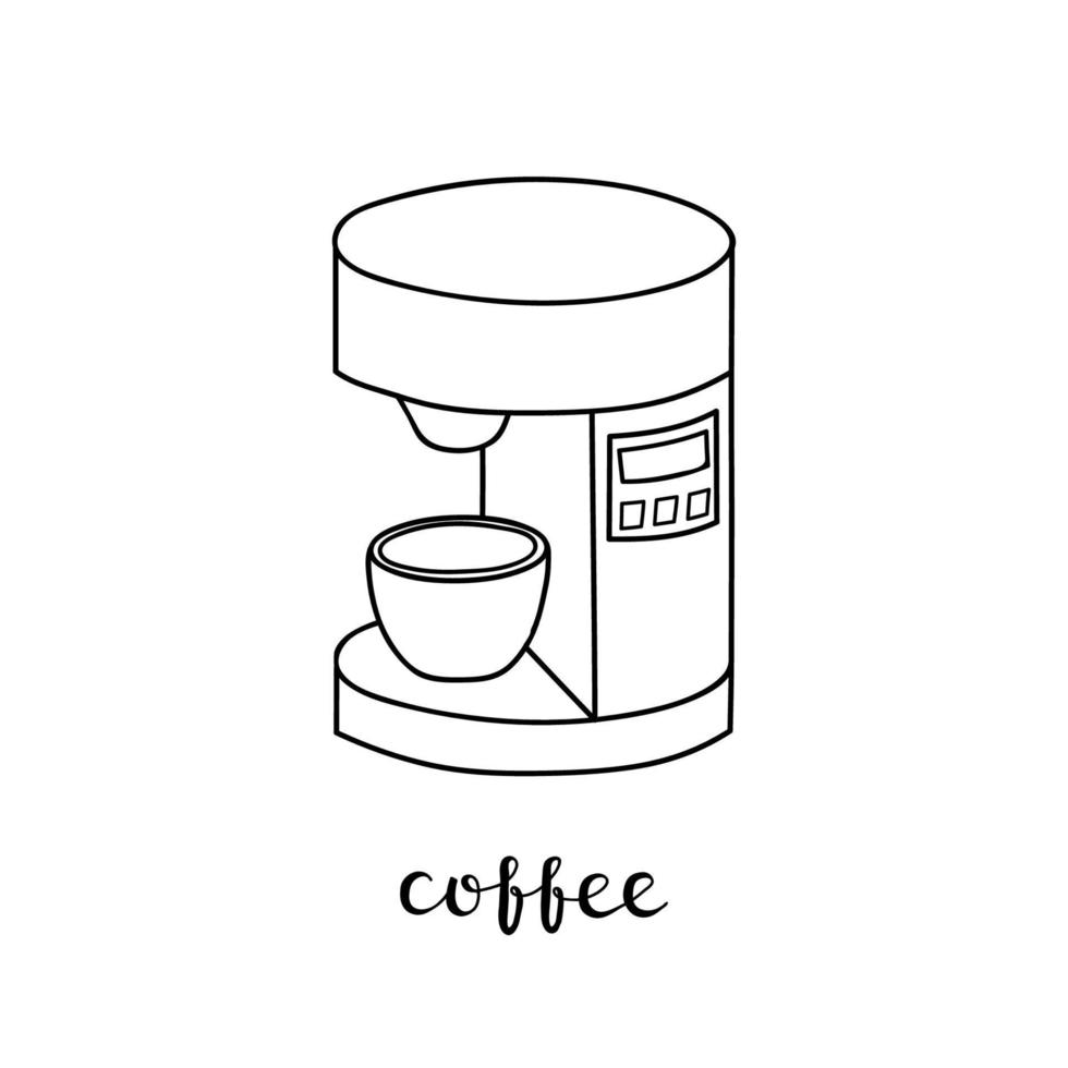 máquina de café dibujada a mano. vector
