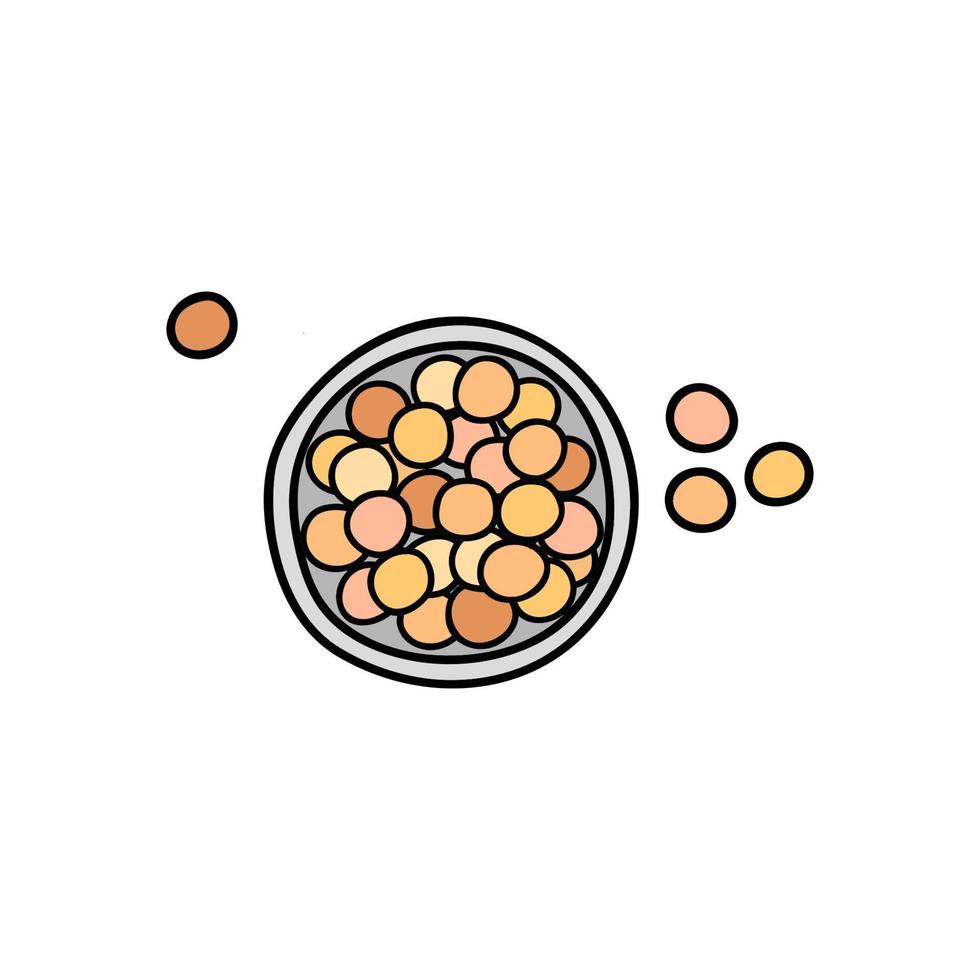 Doodle container with powder pearls. vector