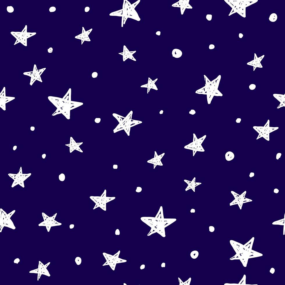 Seamless pattern with hand drawn stars. vector