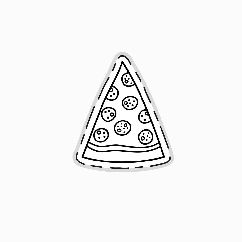 Sticker of pizza slice. vector