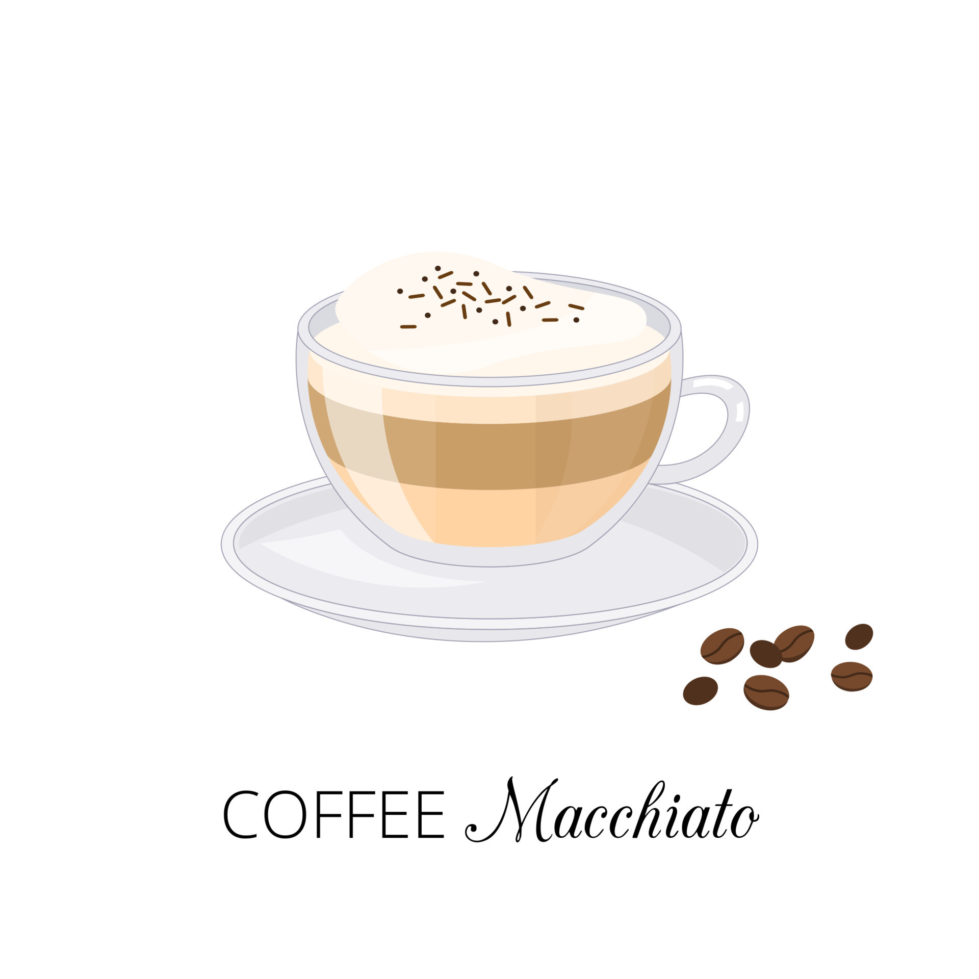 Latte macchiato layered coffee glass cartoon Vector Image