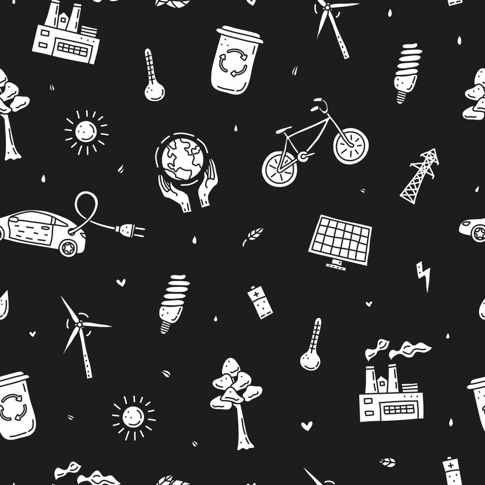Seamless pattern with ecology and environment icons. vector