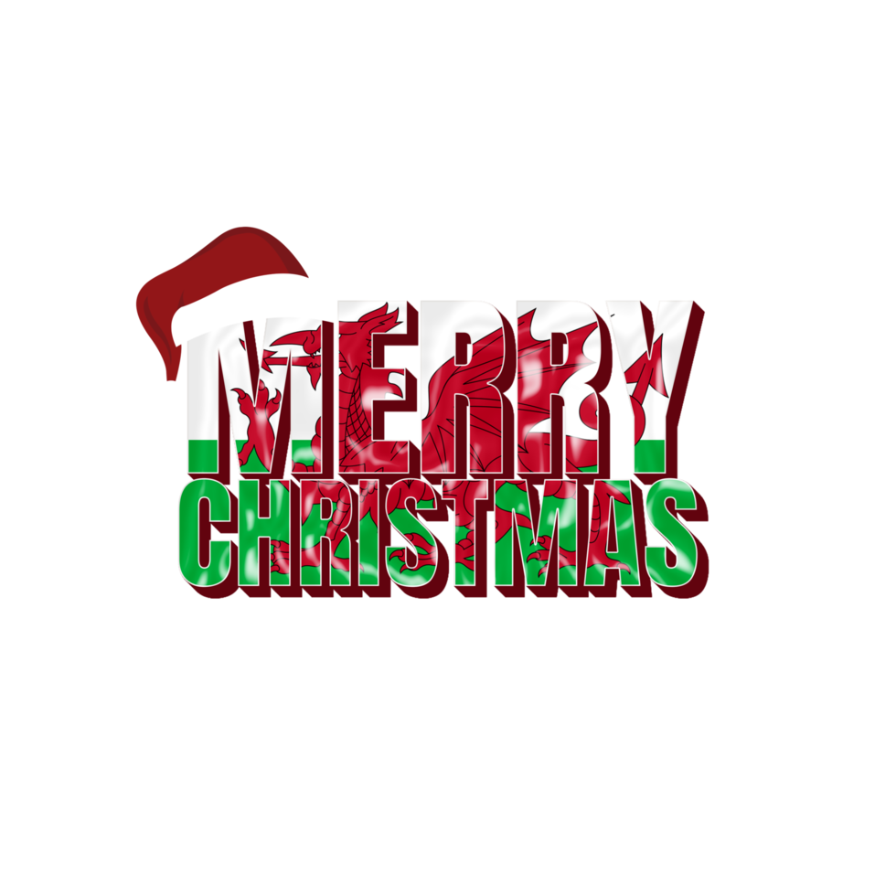 Merry christmas with country flag Wales png