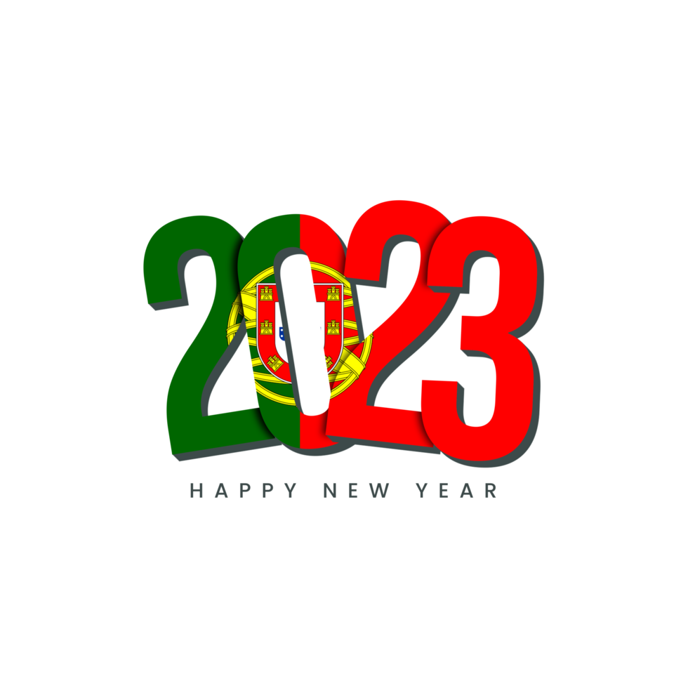 New Year 2023 with country flag Portugal png