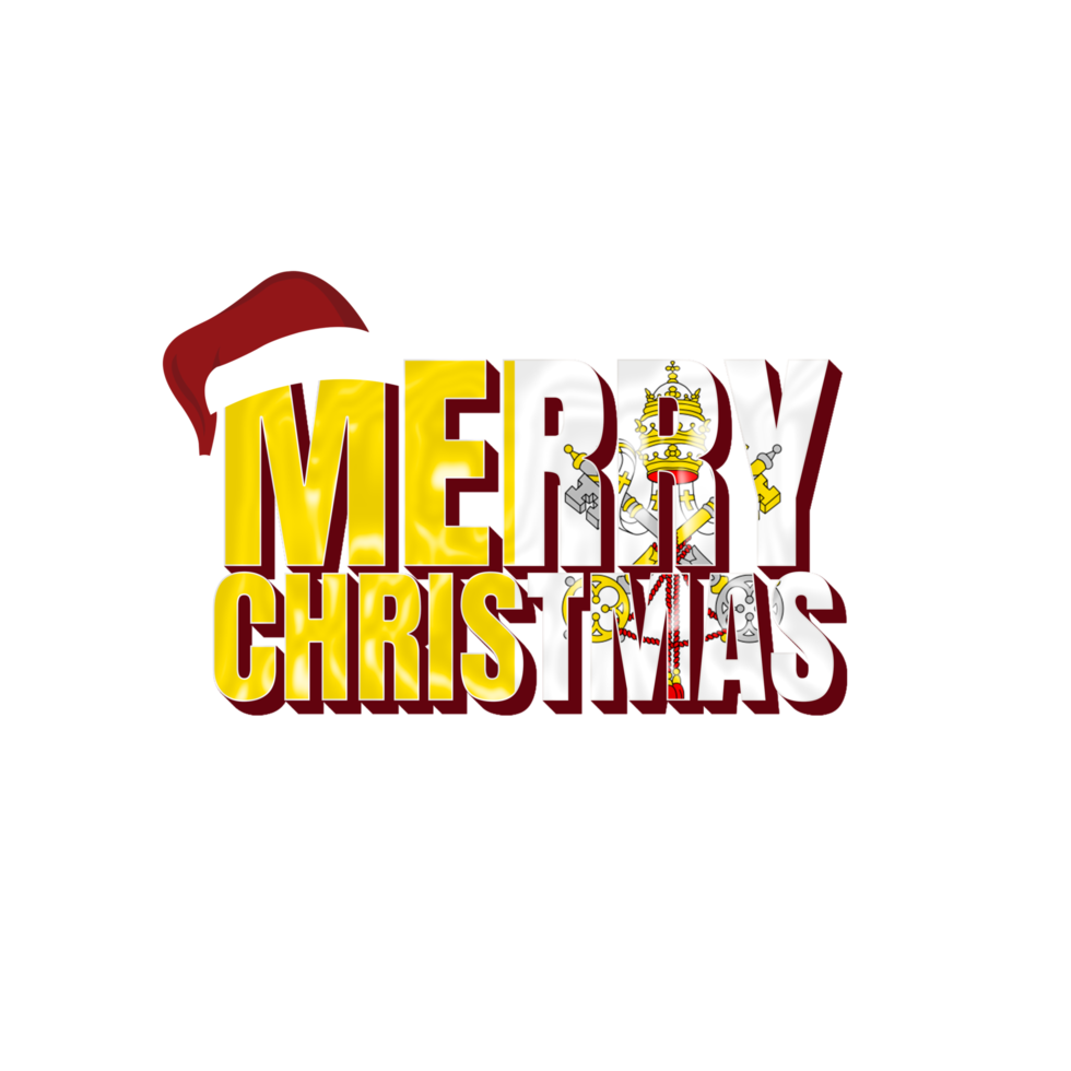 Merry christmas with country flag Vatican png