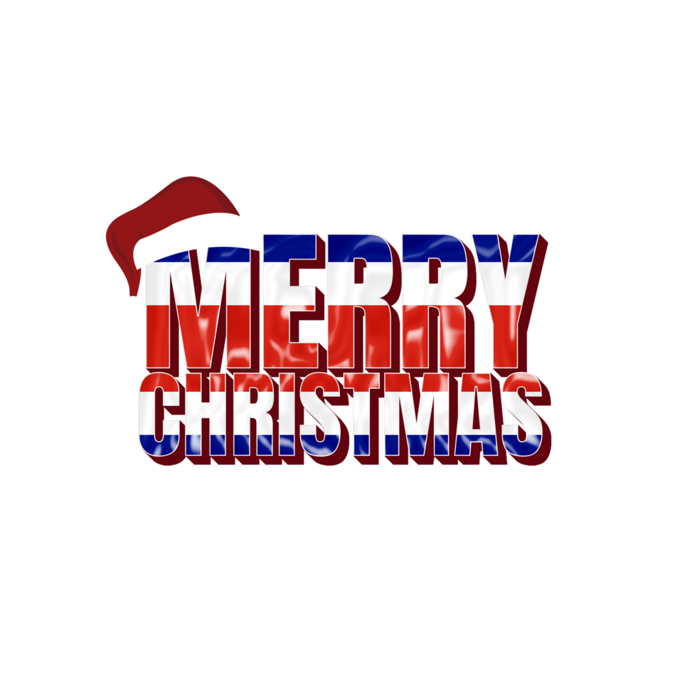 Merry christmas with country flag Costarica png