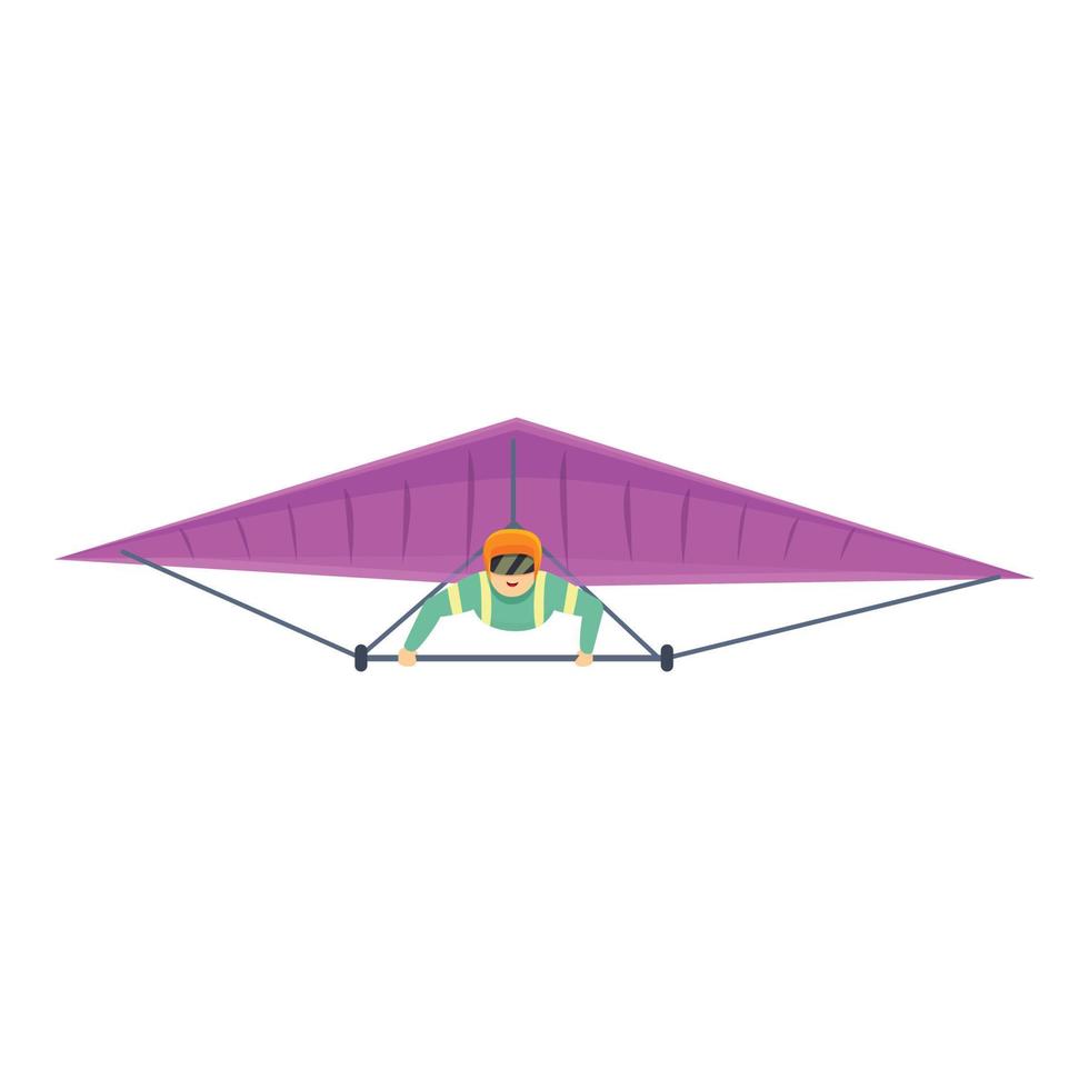 Travel hang glider icon, cartoon style vector