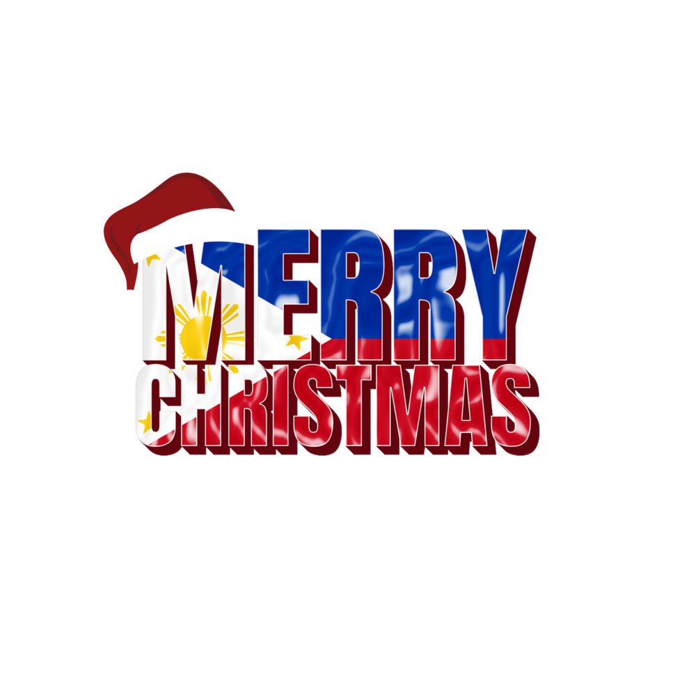 Merry christmas with country flag Philippines png