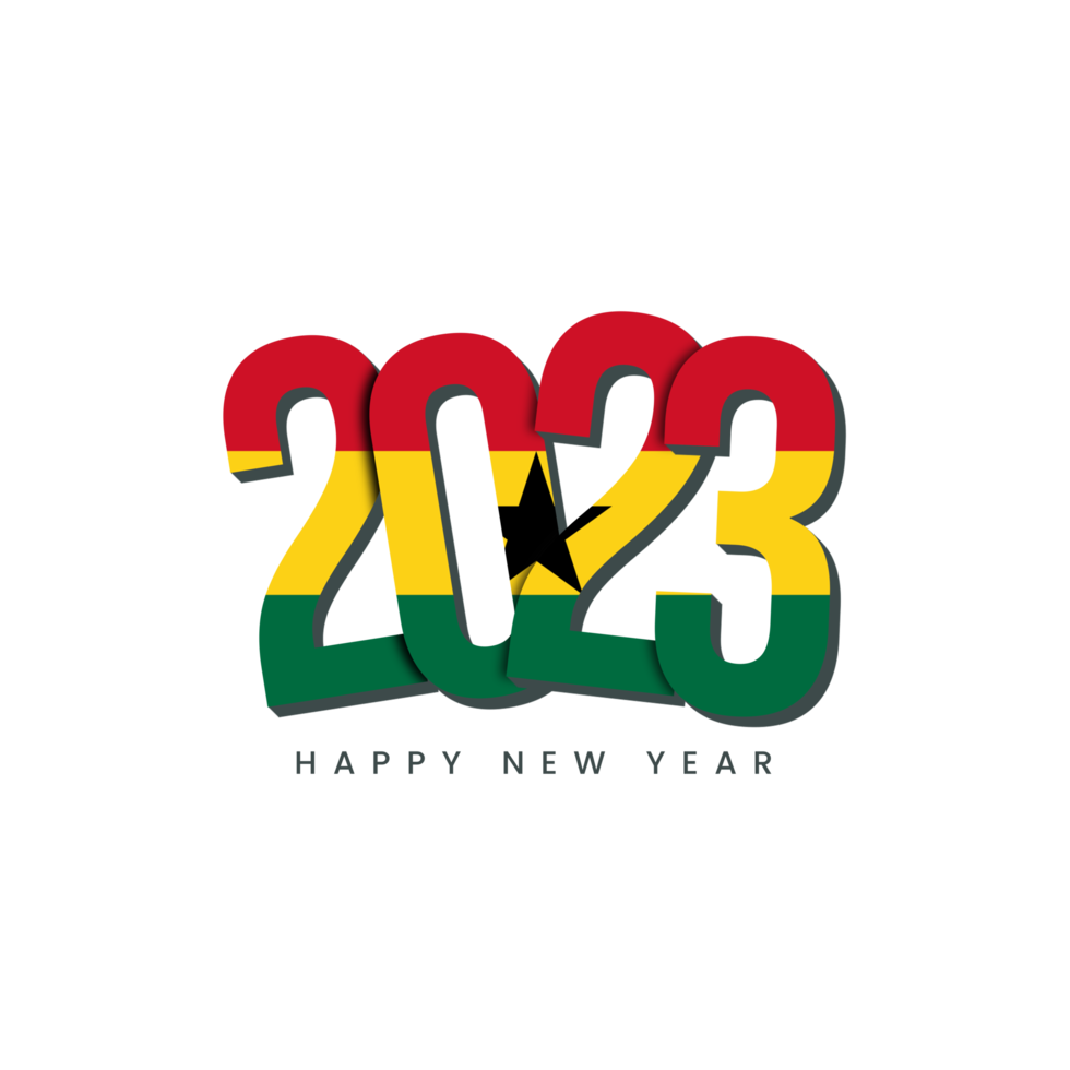 nieuw jaar 2023 met land vlag Ghana png