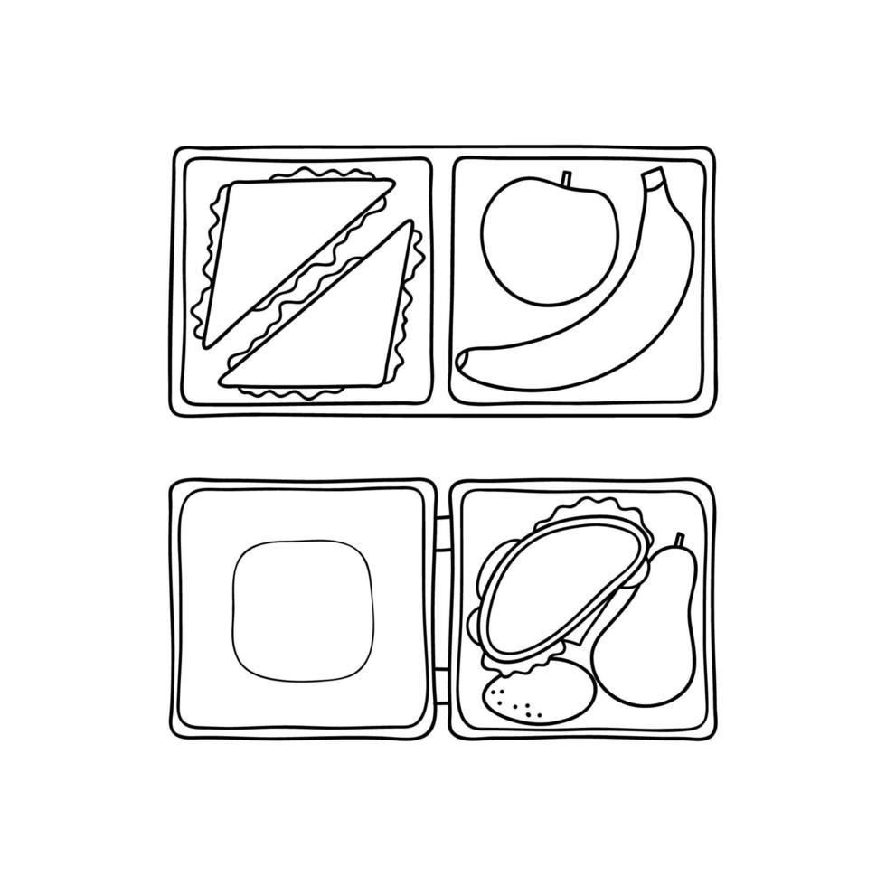 Hand drawn lunch boxes. vector