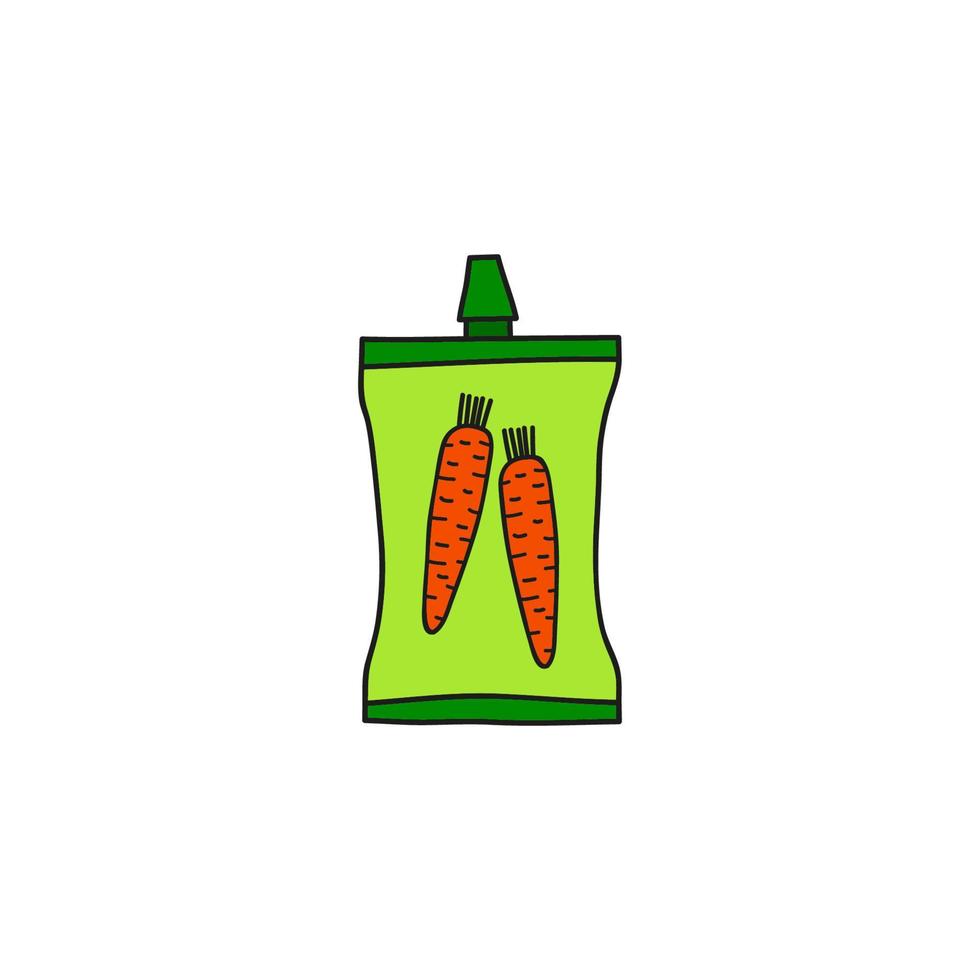 Doodle baby carrot puree. vector