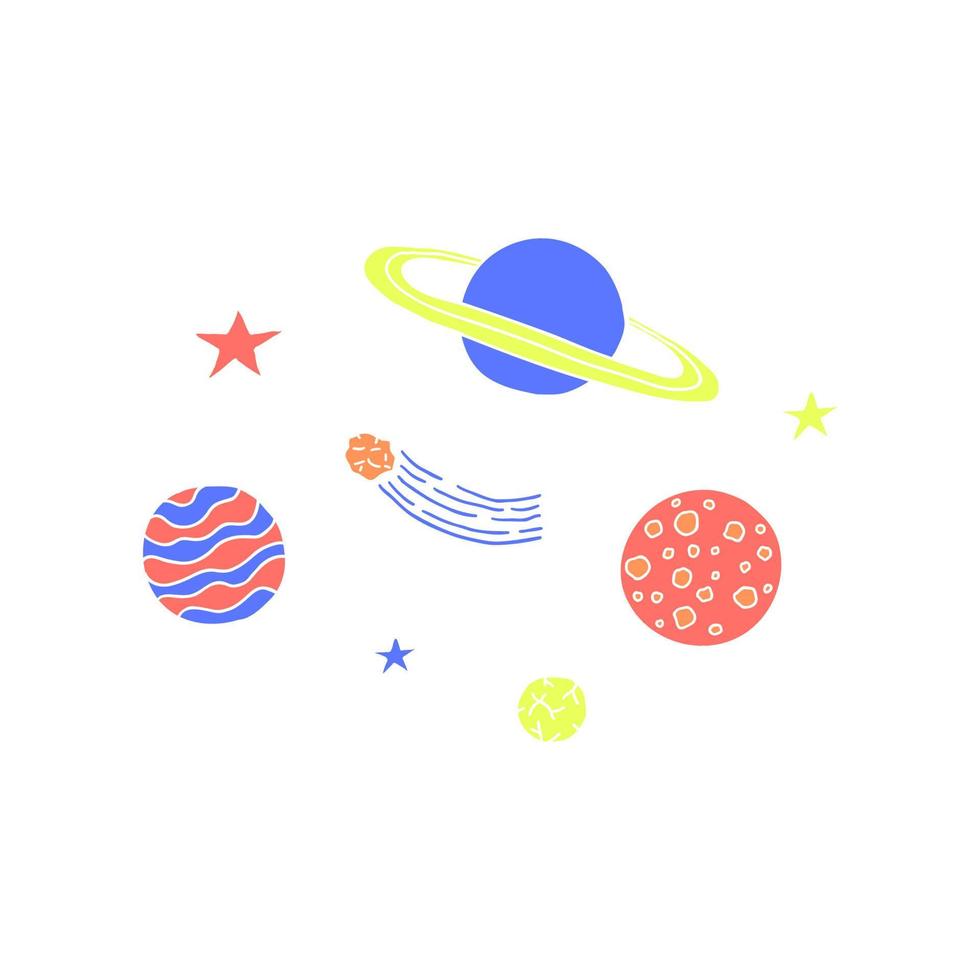 Space composition with planets. vector