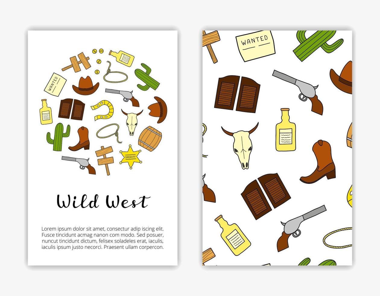 Card templates with Wild West elements. vector