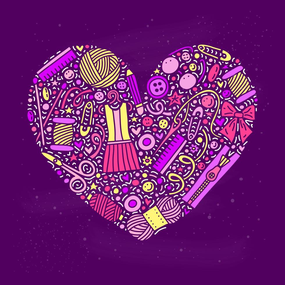 Hand made doodles in heart shape. vector