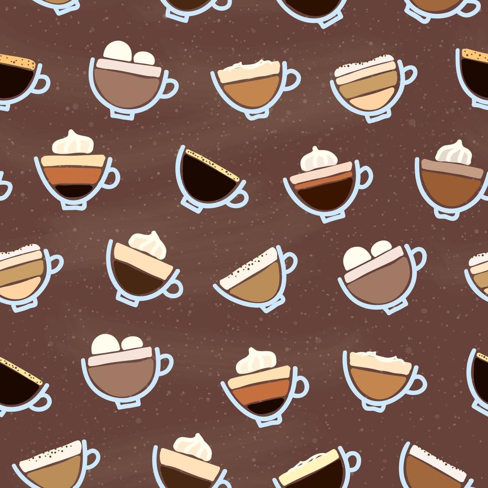 Seamless pattern with coffee drinks. vector