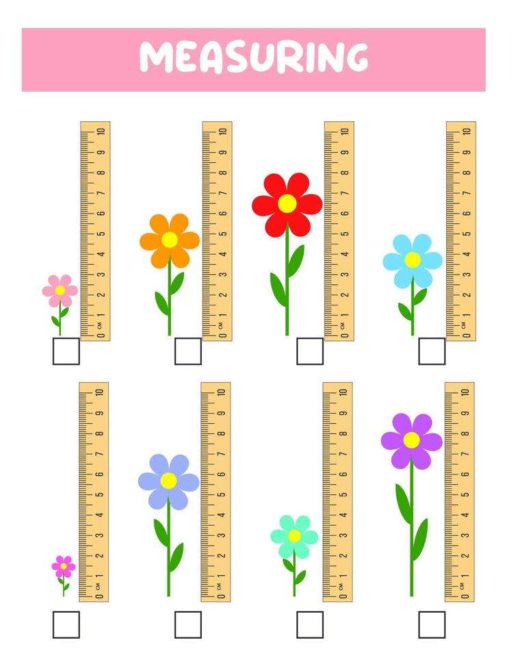 Measuring length  with ruler. Education developing worksheet. Game for kids.Vector illustration. practice sheets.Brush measurement in centimeters. vector