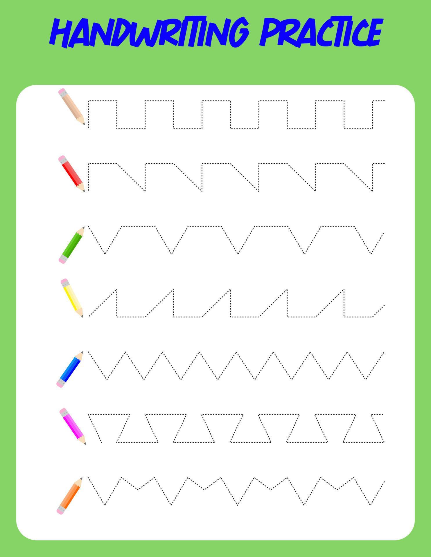 Tracing lines with pencil. Handwriting practice for children.Practicing