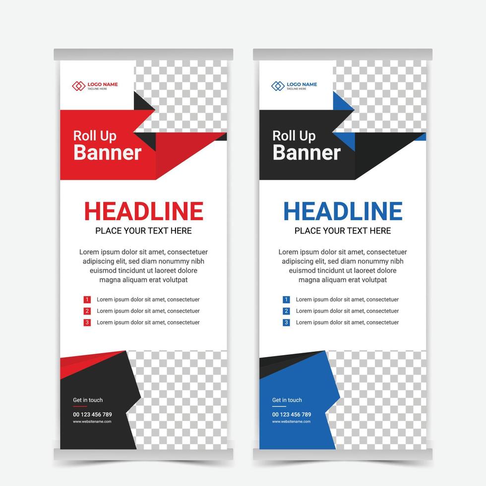 Business roll up banner, corporate company roll up banner template design vector