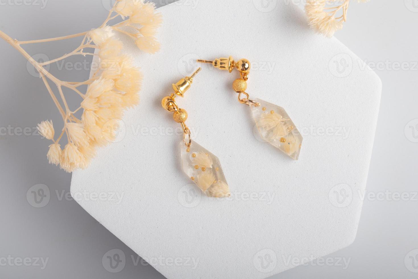 Resin earrings handmade jewelry for women's fashion photo
