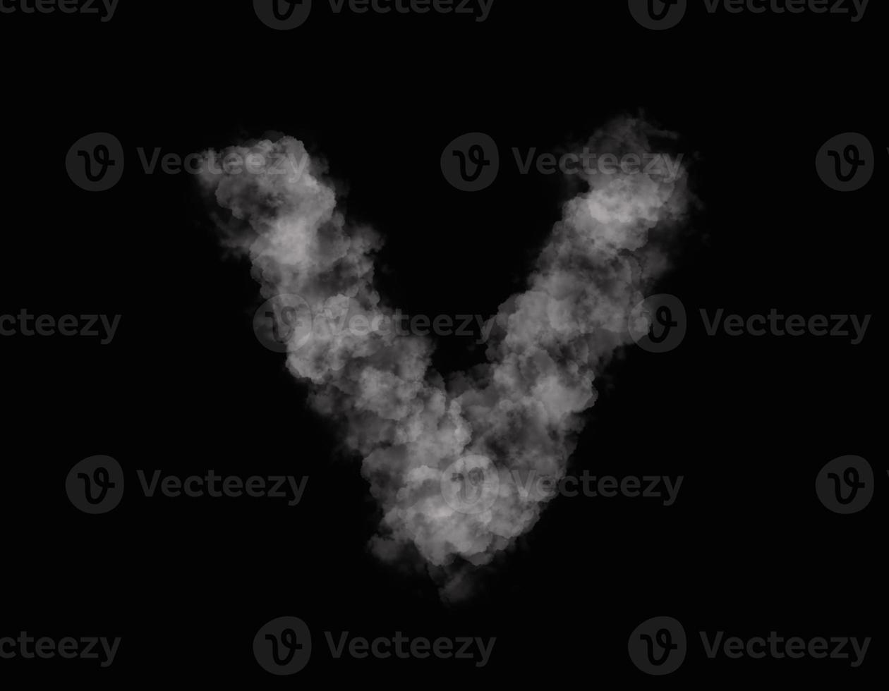realistic smoke realistic smoke V alphabet spreading on dark background alphabet spreading on dark background photo