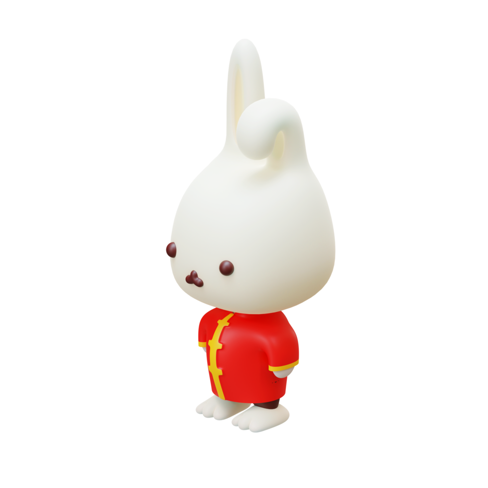 Isometric 3D Render Chinese Rabbit Character png