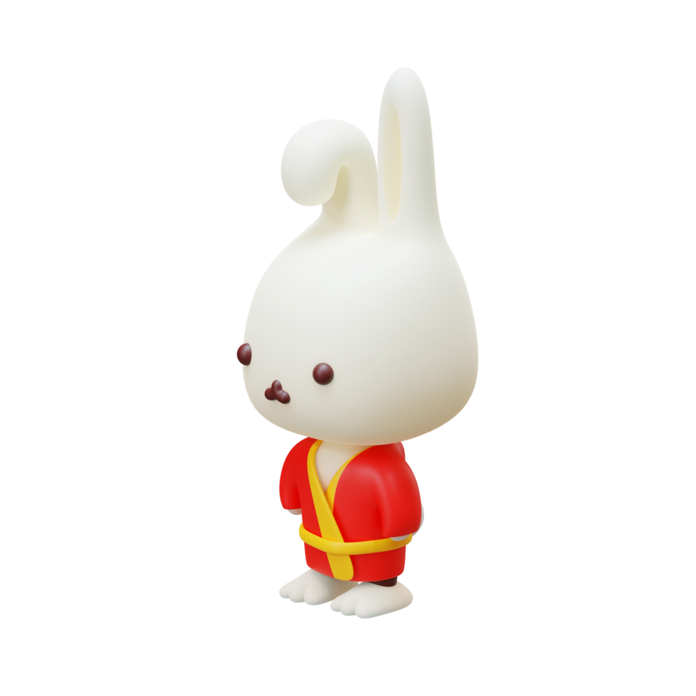 3d isométrica render personaje conejo chino png