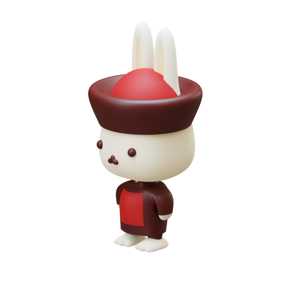 rendu 3d isométrique caractère lapin chinois png